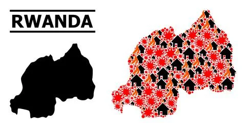 War Collage Map of Rwanda Illustrazione stock