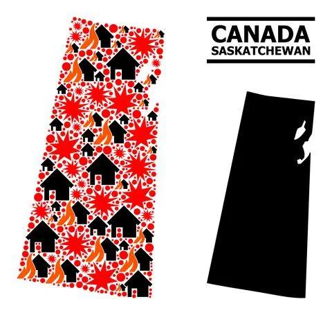 War Collage Map of Saskatchewan Province Stockillustratie