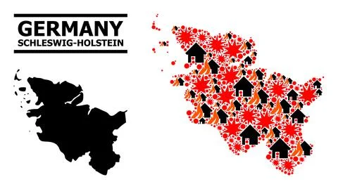 War Collage Map of Schleswig-Holstein State Illustrazione stock
