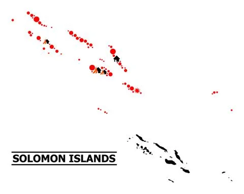 War Collage Map of Solomon Islands イラスト素材