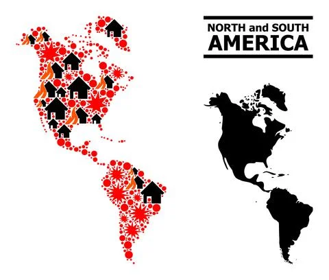 War Collage Map of South and North America Stock Illustration