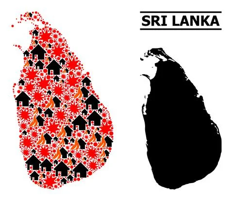 War Collage Map of Sri Lanka Illustrazione stock