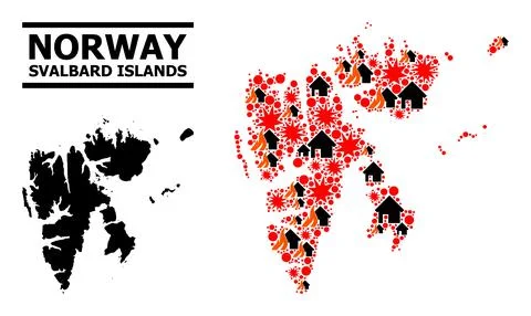 War Collage Map of Svalbard Islands 스톡 일러스트