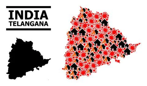 War Collage Map of Telangana State イラスト素材