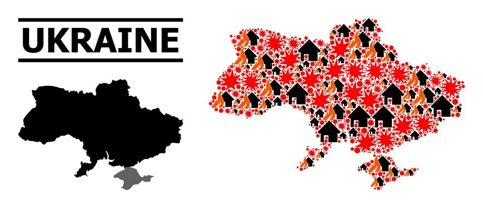 War Collage Map of Ukraine Illustrazione stock