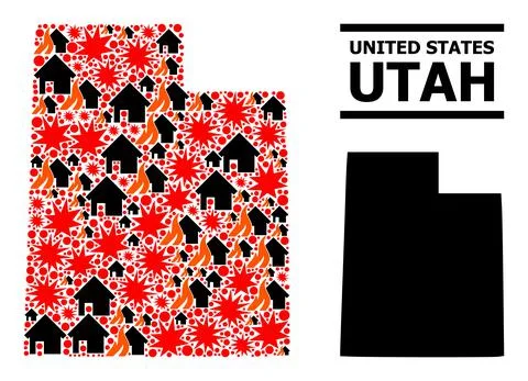War Collage Map of Utah State Illustrazione stock