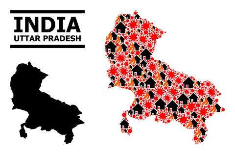 War Collage Map of Uttar Pradesh State イラスト素材