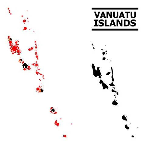 War Collage Map of Vanuatu Islands Stock Illustration