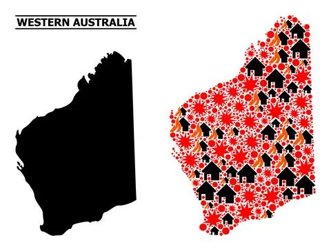 War Collage Map of Western Australia Illustrazione stock