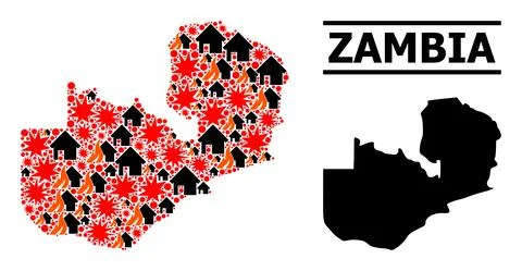 War Collage Map of Zambia 스톡 일러스트