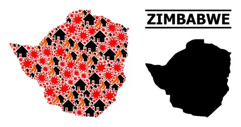 War Collage Map of Zimbabwe Illustrazione stock