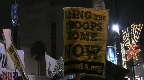 War Demonstration - "Bring Troops Home Now" Stock Footage 992216