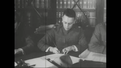 War department officers marking draft number Stock Footage