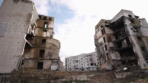 War devastation, Occupying Russian, Aggression destruction Video stock 245120003