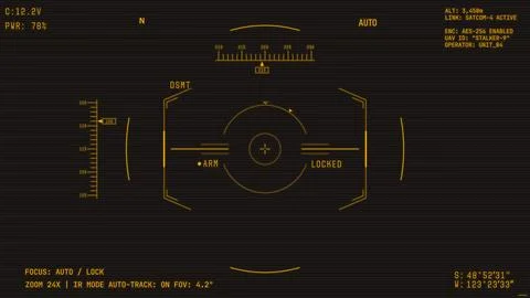 War drone video camera amber retro overlay Stock Illustration