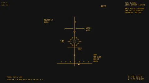 War drone video camera amber realistic overlay Stock Illustration