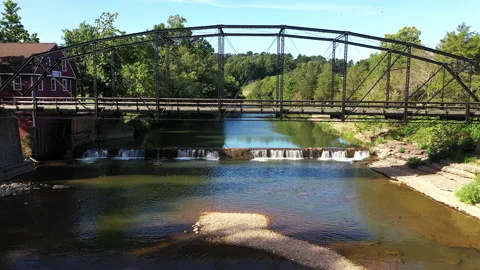 War Eagle Mill - Passing Under Bridge Stock Footage 137620027