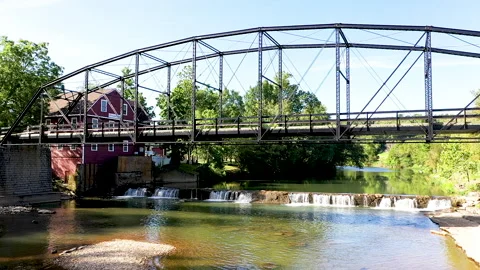 War Eagle Mill - Under Bridge Slide Stock Footage 137620831