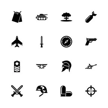 War - Flat Vector Icons Stock Illustration