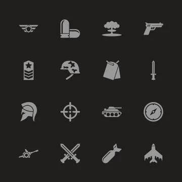 War - Flat Vector Icons Stock Illustration