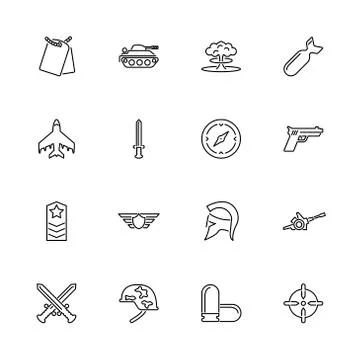War - Flat Vector Icons Stock Illustration