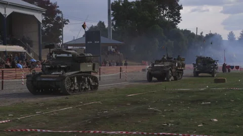 War gaming - tank fires shell in military exercises Stock Footage 162255743