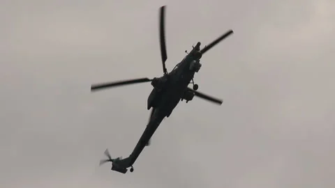 War helicopter in air Stock Footage 125134823