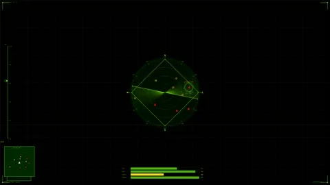 War hud cockpit element showing military radar interface for science fictio.. Stock Footage 327223694