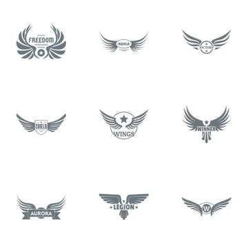 War legion logo set, simple style Stock Illustration