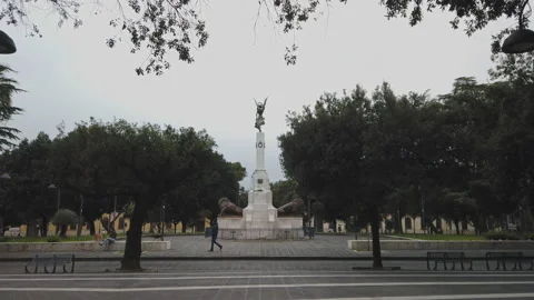 War Memorial and the statues of the two iron lions. Video stock 231432695
