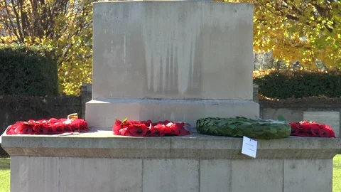 War Memorial And Wreaths Stock Footage 100363387