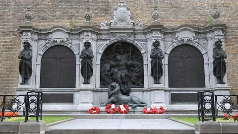War Memorial First and Second World War, Ypres, West Flanders, Belgium Stock Footage 97943250