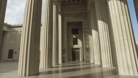 War Memorial in Nashville through the pillars Stock Footage 102799979