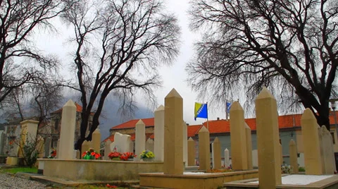 War Memorial Site, Cemetery Of Victims  - Sarajevo Stock-Footage 34846980