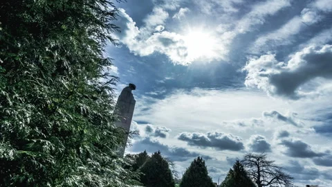 War memorial timelapse: canadian brooding soldier, Ypres, Flanders, Belgium Stock Footage 101473100