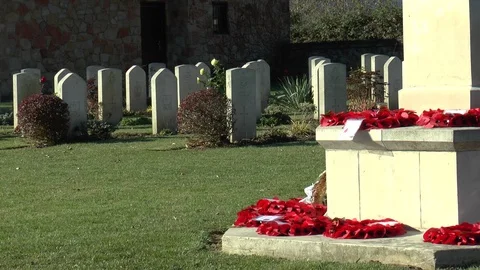 War Memorial War Graves And Wreaths Stock Footage 100395589