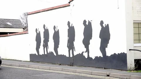 War memorials in Oswestry Stock Footage 144785158