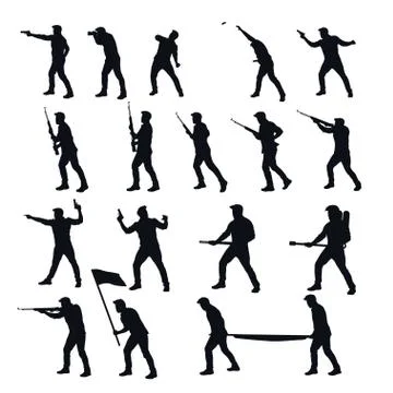War men silhouettes set Stock Illustration