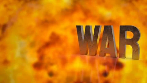 The war metal text on fire bomb background 3d rendering Stock Illustration