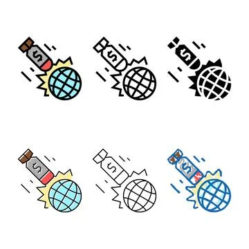 War mix poverty problem color icon vector Stock Illustration