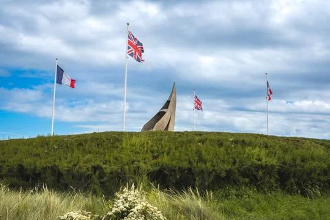 War monument at Sword Beach, Normandy, France Stock Photos
