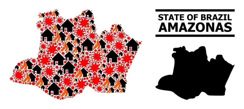 War Mosaic Map of Amazonas State Stock Illustration