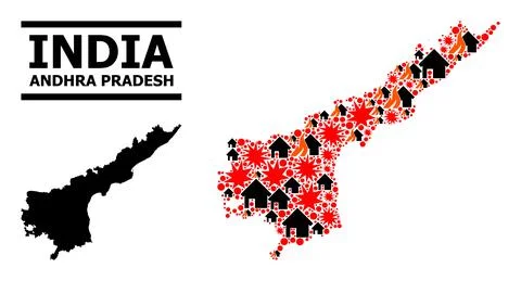 War Mosaic Map of Andhra Pradesh State 스톡 일러스트