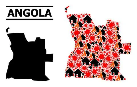 War Mosaic Map of Angola Stock Illustration