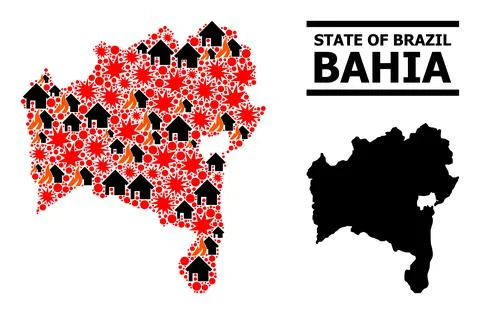 War Mosaic Map of Bahia State Stock Illustration