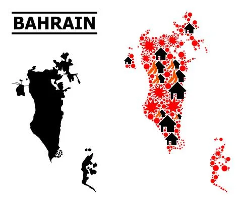 War Mosaic Map of Bahrain イラスト素材