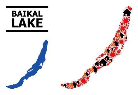 War Mosaic Map of Baikal Illustrazione stock