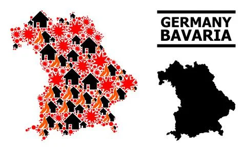 War Mosaic Map of Bavaria State Stock Illustration