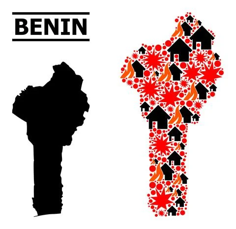 War Mosaic Map of Benin Stock Illustration