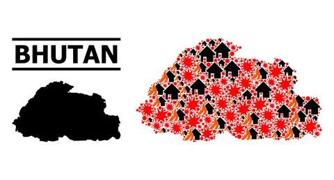 War Mosaic Map of Bhutan Stock Illustration